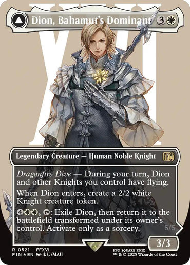 Dion, Bahamut's Dominant // Bahamut, Warden of Light (Borderless) (Surge Foil) [FINAL FANTASY]