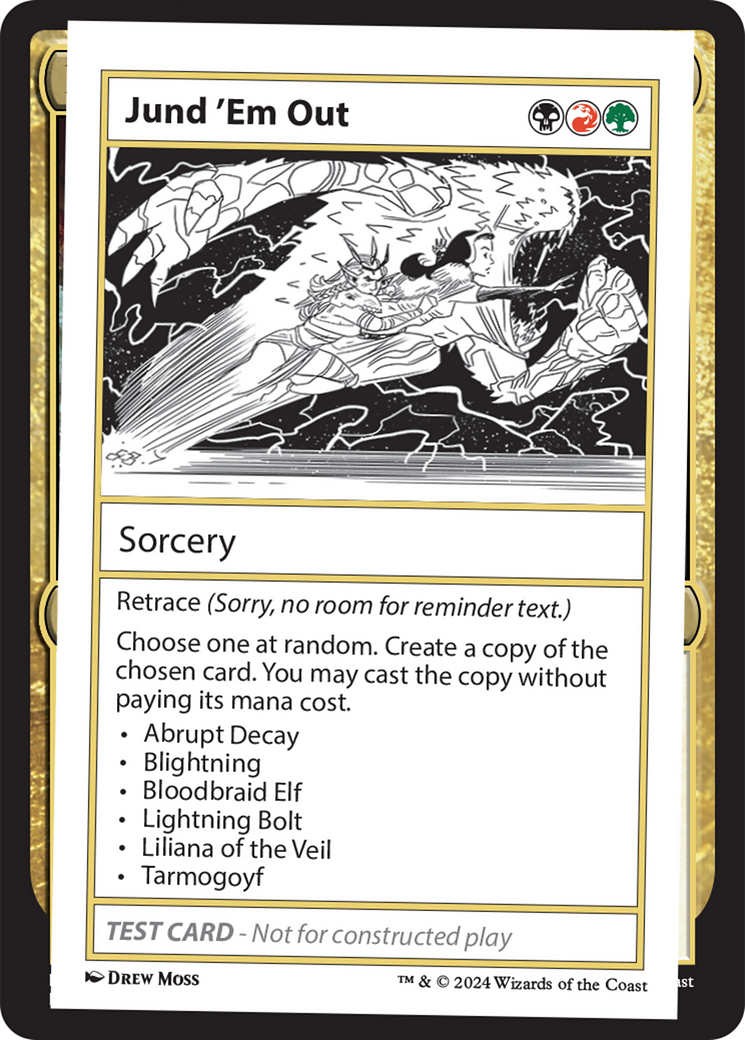 test card mtg Jund 'Em Out [Mystery Booster 2 Playtest Cards] Esper Sentinel Mjölnir’s Weirdest Equip Standards Options:Clive Borderless Pterelease